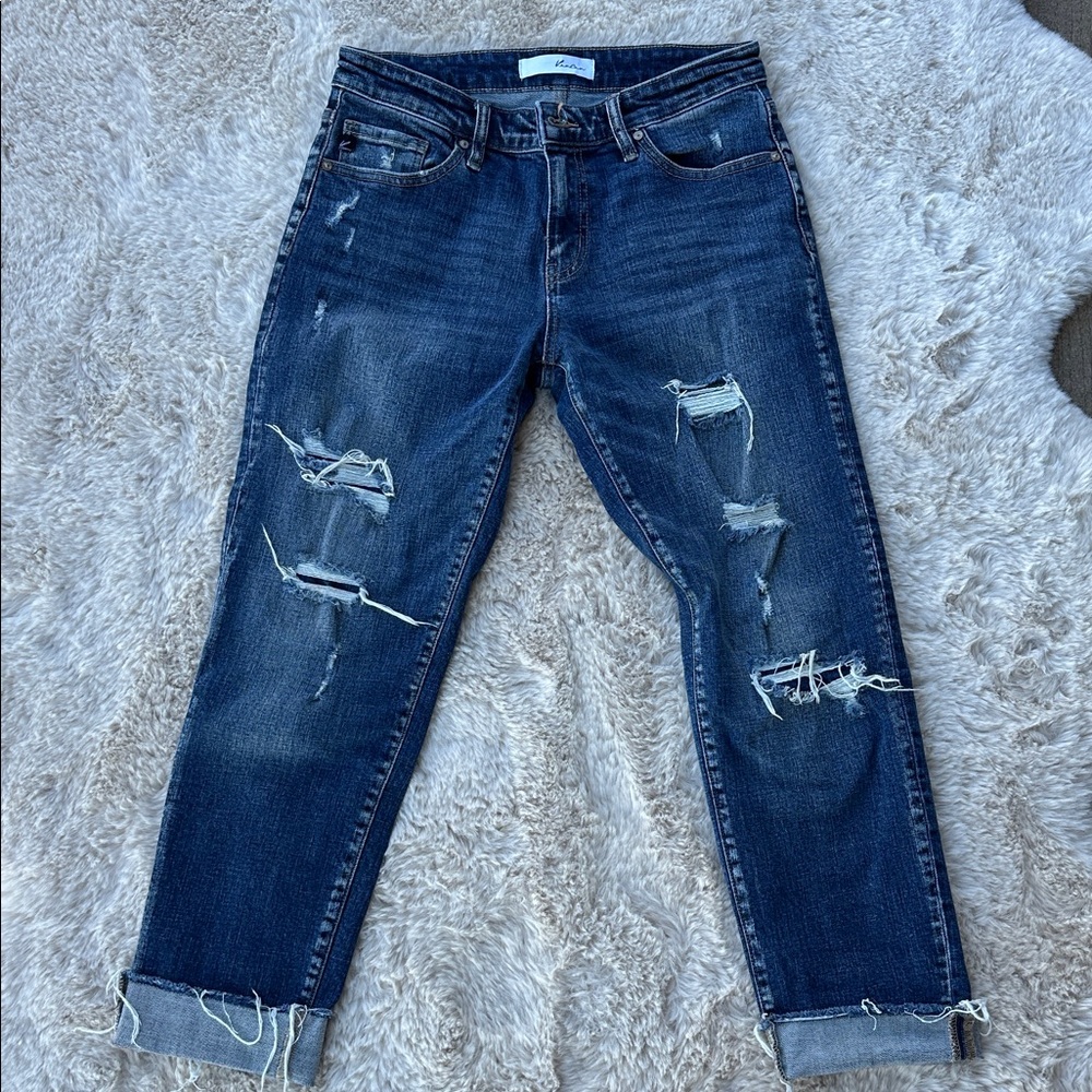 KanCan Distressed Ankle Jeans Women’s Size 7/27 Raw Hem Medium Wash